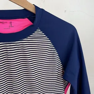 GAP Striped Navy Blue Pink Long Sleeve Athletic Top size Medium thumbnail 9