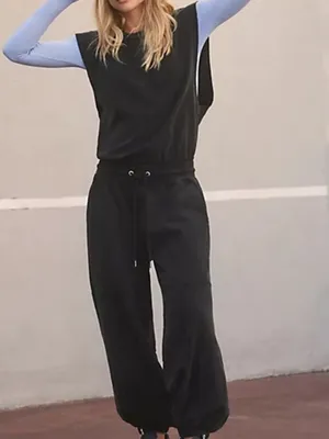 Free People Throw And Go jumpsuit In Washed Out Black Size Large thumbnail 3