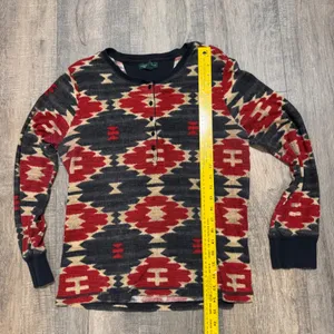 Lauren‎ Ralph Lauren Aztec Southwestern Thermal Henley Shirt XL Red Gray Waffle thumbnail 4