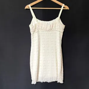 Garage fairycore nightdress women's‎ size L embroidered roses ruched bust mini thumbnail 6