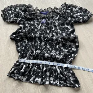 Miley Cyrus Max Azria Tunic Womens Small Black White Drawstring Georgette Sheer thumbnail 9