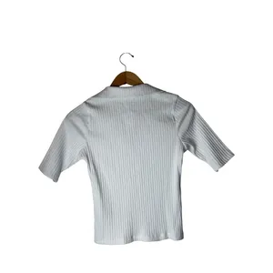 Old Navy Polo Shirt Women XS White NWT Ribbed Button Down Short Sleeve Preppy thumbnail 5