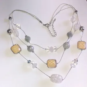 Silver Tone Multi Strand Beaded Boho Retro Statement Necklace thumbnail 4
