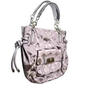 RARE Vintage Y2K Coach Kristin Op Art Sateen Satchel Purse Bag Large Silver Logo thumbnail 2