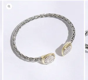 Square Edge Designed Braided Bangle Bracelet Silver thumbnail 3