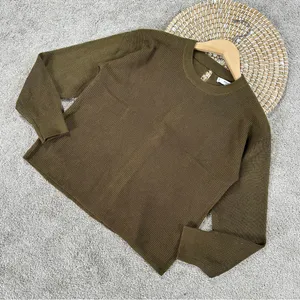 NWT Mango Women’s Crewneck Knit Sweater Longsleeve in Dark Olive S thumbnail 1