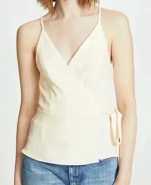 Amanda Uprichard Clarita Wrap Top in Cream​​​​ vintage peplum style size medium thumbnail 1