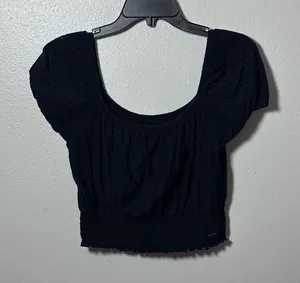 Hollister‎ Women Black Off Shoulder Cropped Top Size M. thumbnail 1