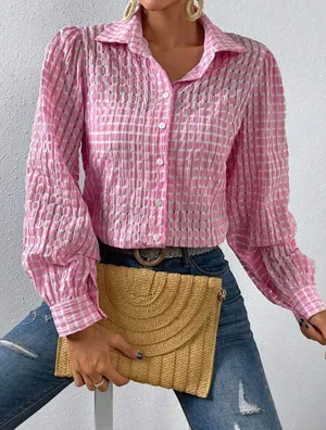 Essnce Plaid Print Button Front Shirt thumbnail 4
