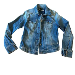 Eddie Bauer blue jeans denim cotton jacket long sleeve with pockets size small thumbnail 2