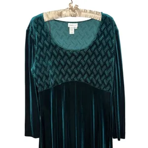 VTG Coldwater Creek Velvet Maxi Dress M Emerald Whimsigoth Renaissance Romantic thumbnail 4