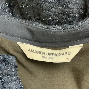 Amanda Uprichard Navy Blue Metallic Tweed Tiered Mini Dress‎ XS Split V-Neck thumbnail 5