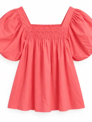 Maeve Anthropologie Puff-Sleeve Smocked Blouse Womens S Pink NWT thumbnail 5