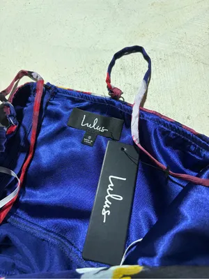 Lulus NWT all about love royal blue Floral print Midi Dress small MSRP$79 thumbnail 4