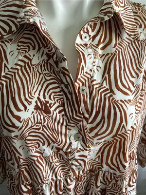 Maeve by Anthropologie | Bettina Tiered Shirt Dress in zebra graphic print thumbnail 5
