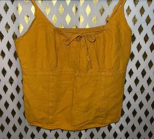Abercrombie & Fitch strappy crop top mustard yellow milk maid size S thumbnail 1