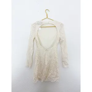 NWT Zara White Lace Long Sleeve Open Back Mini Dress Size Small Bridal Chic thumbnail 13