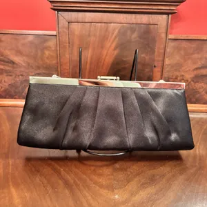 Jessica McClintock Black Satin Evening Clutch Formal Prom Wedding‎ Purse Vintage thumbnail 3