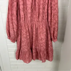 NWT Lauren Conrad Pink Textured Floral Dress Size XL thumbnail 4
