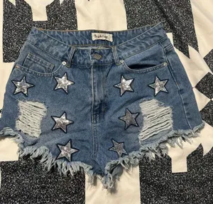 Peach Love Star Shorts Denim thumbnail 1