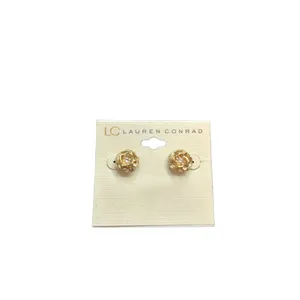 Gold toned jewelry set of 3 - lauren Conrad earrings, double ring link chain nec thumbnail 5