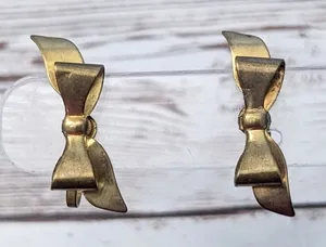 Vintage Screw On Earrings - Large Bow Design - Tarnished thumbnail 1
