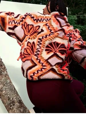 Free People FP Movement hit the slopes snap fleece jacket XS Oversized thumbnail 3