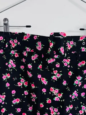Zara Black Pink Ditsy Floral Belted Midi Skirt Romantic 90s thumbnail 2