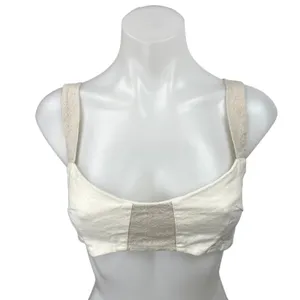 Meshki Yalda Beige Linen Colorblock Sleeveless Bustier Scoop Neck Crop Top Sz S thumbnail 5
