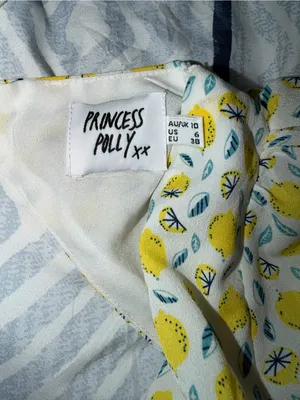 Princess Polly Yellow Lemon Print dress with Teal Leaves thumbnail 4