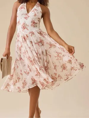 NEW Altar’d State Floral Halter Midi/Maxi Dress Size XL NWT thumbnail 1