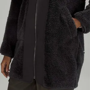 Lululemon 14 Collarless Textured Fleece Full Zip in Black thumbnail 4