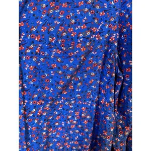 Beach Lunch Lounge Blue Red White Floral Button Up Blouse Size Small (6681) thumbnail 2