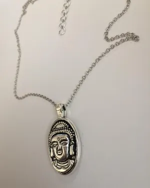 Handmade Buddha Head Tibetan Silver Chain Necklace thumbnail 3