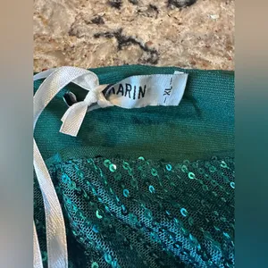 Grace Karin XL Green Sequin Cocktail Dress Asymmetrical Wrap Waist Holiday Party thumbnail 7