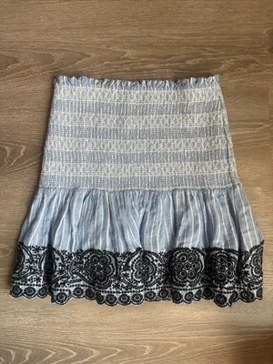 Anthropologie Maeve Smocked Linen Mini Skirt Small thumbnail 2