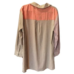 VICI Striped Colorblock Contrast Button-Up Top Collared Long Sleeve Tunic Shirt thumbnail 2