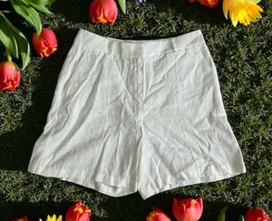 ANINE BING Candice White High Rise Linen Blend Shorts Size 40 US 10 thumbnail 1