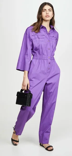 SEA New York Tabitha Purple Jumpsuit Size 00 Game Day Mardi Gras thumbnail 1
