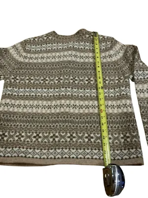 Vtg Susan Bristol fair isle wool cardigan sweater Nordic pattern metal toggle thumbnail 2