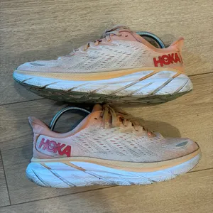 Hoka Women’s Clifton 8 Cantaloupe Silver Peony Pink Running Shoe Size 10.5 thumbnail 2