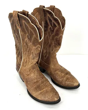 Ariat Heritage Western Cowboy Boots Women's 7 Tan Brown Distressed Leather thumbnail 1