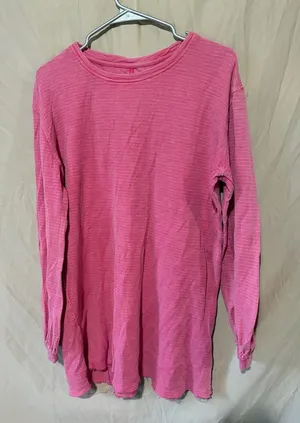 We The Free Free People Womens Soul Song Long Sleeve Shirt Pink Oversized M thumbnail 1