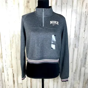 Nike Varsity Sleeve Half-ZIP Crop Jacket Pullover v6x thumbnail 2