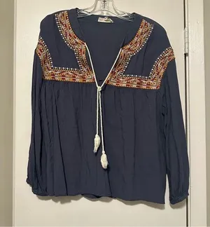 Entro bohemian blouse blue size L thumbnail 1