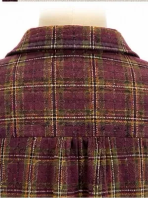 Faherty Plaid Wool Blend Popover Shirt M Burgundy Olive Long Sleeve thumbnail 6