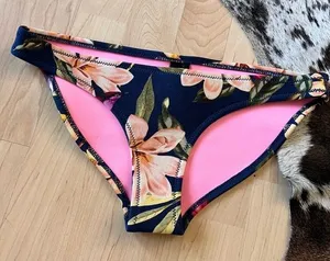 TRIANGL Navy Confetti Garden‎ Neoprene Bikini Bottom Size Small thumbnail 1