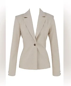 House Of CB Mistress Rocks Beige White Open Back Lace Up Suit blazer Jacket Top Blouse Shirt thumbnail 6