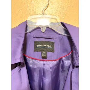 London Fog Womens‎ Purple Double Breasted Trench Coat Jacket Medium thumbnail 2