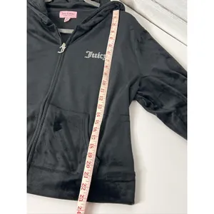 Juicy Couture Velour Rhinestone Zip Up Hoodie Women's XXL Black Y2K thumbnail 7